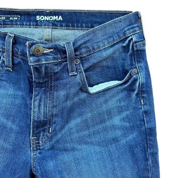 Sonoma Men’s Slim Blue Distressed Jeans Size 32x32 - Picture 4 of 13